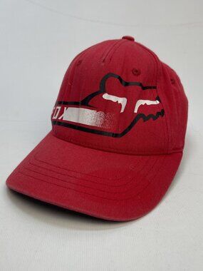 Y2K Fox Racing Youth Flexfit Hat Red Graphic Logo Cap Motorsports OSFA